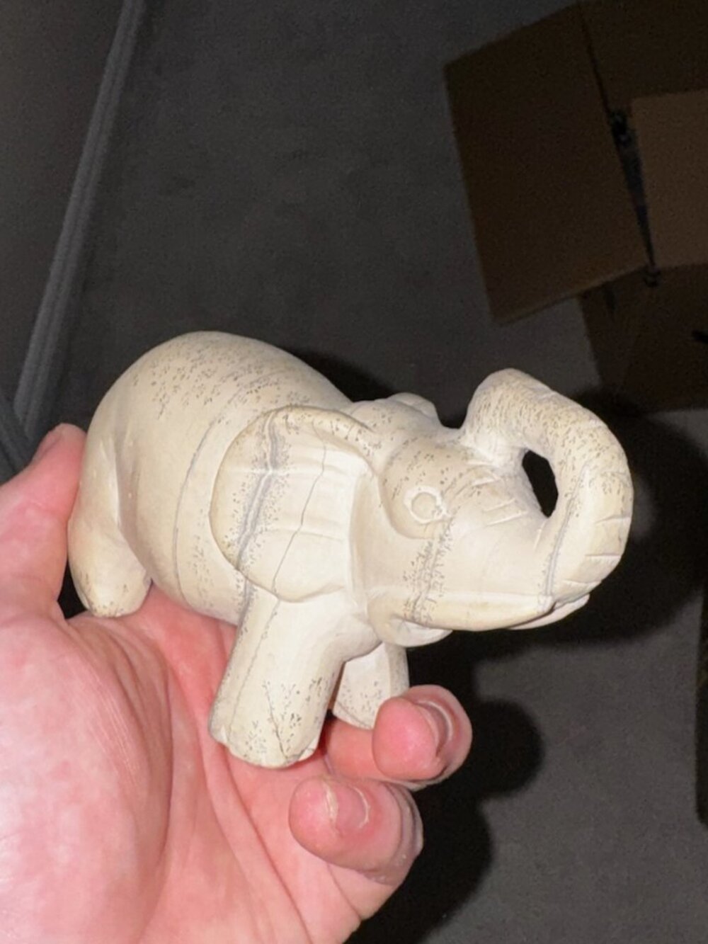 Pair of Hand-Carved Elephant Figurines - Vintage Decor Statues